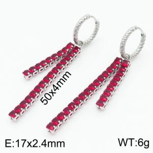 Chic French Stainless Steel zircon set tassel earrings - KE108825-KFC