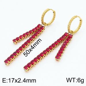 Chic French Stainless Steel zircon set tassel earrings - KE108826-KFC