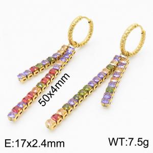 Chic French Stainless Steel zircon set tassel earrings - KE108830-KFC