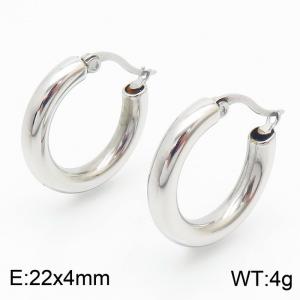 Women Casual Circle Polished Stainless Steel Earrings - KE108869-GC