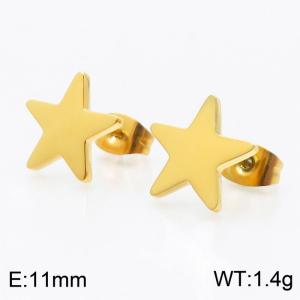 Gold Color Stainless Steel Star Stud Earrings For Women - KE108884-KFC