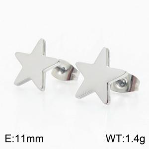 Silver Color Stainless Steel Star Stud Earrings For Women - KE108885-KFC