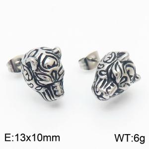 Domineering Stainless Steel Tiger Earrings Mens Personality Earrings - KE108886-KJX