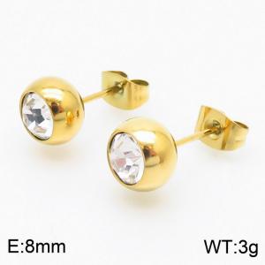 Titanium steel earrings wholesale zircon gold plated white earrings - KE108888-KFC