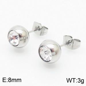 Titanium steel white earrings wholesale zircon steel color earrings - KE108889-KFC