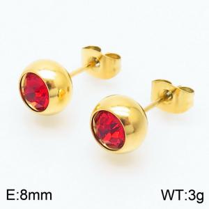 Titanium steel earrings wholesale zircon plated red earrings - KE108890-KFC