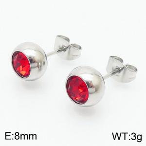 Titanium steel earrings wholesale zircon red steel earrings - KE108891-KFC