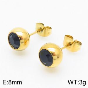 Titanium steel black earrings wholesale zircon electroplated earrings - KE108892-KFC