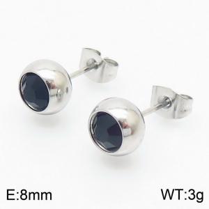 Steel color spherical stainless steel earrings for women - KE108893-KFC