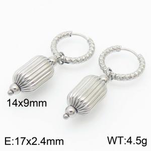 Stainless steel irregular circle combined rectangle lantern trendy silver earring - KE108964-KFC