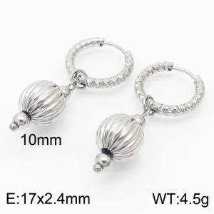 Stainless steel irregular circle combined small ball lantern trendy silver earring - KE108972-KFC