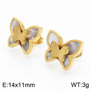 Exquisite stainless steel gold butterfly earrings - KE108999-KFC