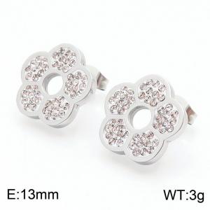 Fashion crystal flower stainless steel earrings - KE109002-KFC