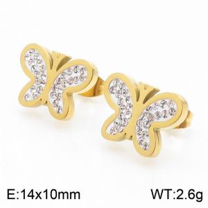 Popular stainless steel gold butterfly earrings - KE109003-KFC