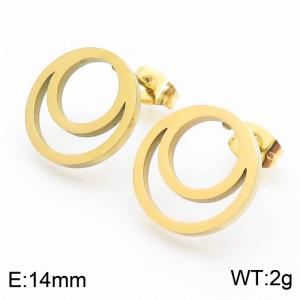 gold color Simple and generous stainless steel earrings - KE109005-KFC