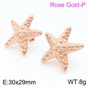 French Neptune Star Earring Women Stainless Steel Rose Gold Color - KE109051-KFC