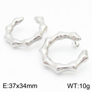 Bamboo Stud Earring Women Stainless Steel Silver Color - KE109061-KFC