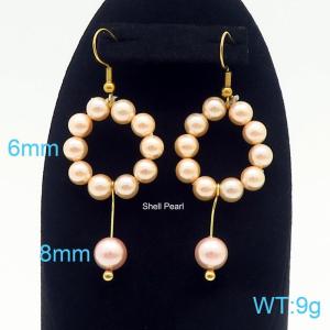 Temperament Fashion Rose Gold Pearl Titanium Steel Earrings - KE109208-Z