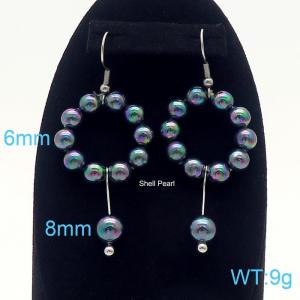 Small and high-end colored pearl titanium steel earrings - KE109215-Z