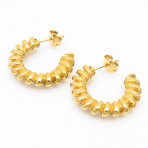 Gold Color Stainless Steel Twisted Hoop Earrings - KE109220-MI