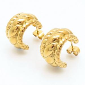 Gold Color Stainless Steel Twisted Hollow Hoop Earrings - KE109223-MI