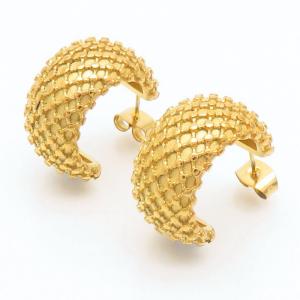 Gold Color Stainless Steel Mesh Hoop Earrings - KE109224-MI
