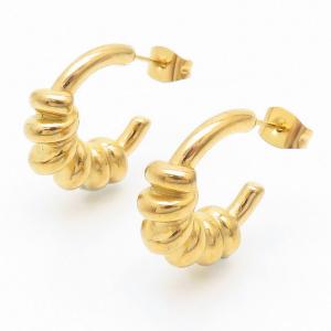 Gold Color Stainless Steel Twisted Hoop Earrings - KE109229-MI