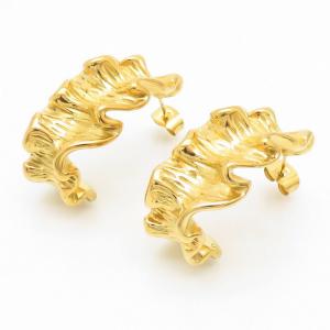 Gold Color Stainless Steel Dissolve Hoop Earrings - KE109231-MI