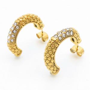 Gold Color Stainless Steel Octopus Legs Cuban Zircon Hoop Earrings - KE109237-MI