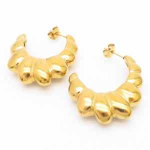 Gold Color Stainless Steel Croissant Hoop Earrings - KE109239-MI