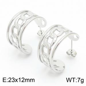SStainless steel minimalist style special shape pendant women's silver earrings - KE109308-KFC
