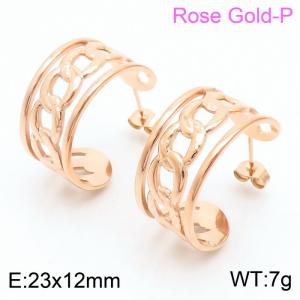 Stainless steel minimalist style special shape pendant women's rose gold earrings - KE109309-KFC