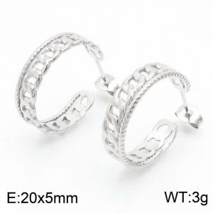 Stainless steel C-shaped layered women's silver earrings - KE109314-KFC