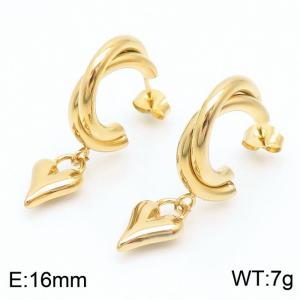 Heart shaped 18K titanium steel women's earrings - KE109316-LO