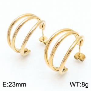 Geometric 18K gold titanium steel smooth three wire earrings - KE109318-LO