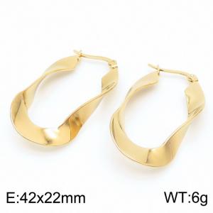 Twisted smooth titanium steel golden earrings for women - KE109324-LO