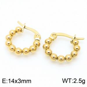 Gold 3mm circular hollow steel bead titanium steel ear ring female - KE109325-LO