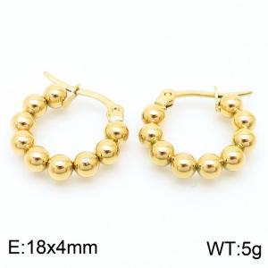 Gold 4mm circular hollow steel bead titanium steel ear ring - KE109326-LO