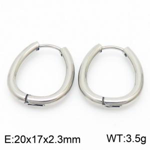 Stainless steel U-shaped oval earrings - KE109342-LO