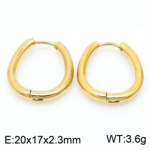 Stainless steel golden oval round earrings - KE109343-LO
