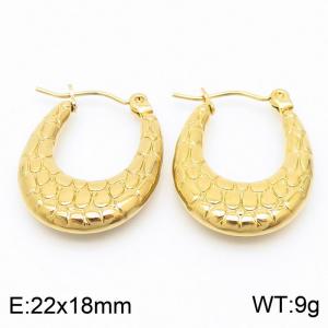 Stainless steel gold-plated snake skin texture U-shaped earrings - KE109345-LO