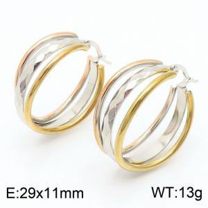 Three-color Ring Stainless Steel women's earrings - KE109358-LO