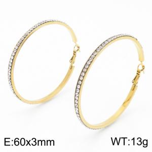 Women's earrings with stainless steel zircon ring - KE109363-LO