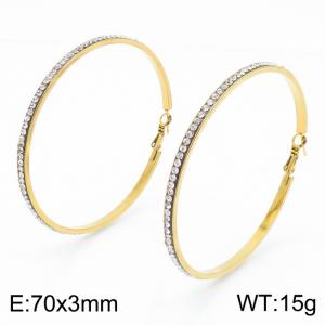Women's earrings with stainless steel zircon ring - KE109365-LO