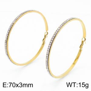 Women's earrings with stainless steel zircon ring - KE109365-LO