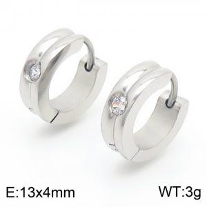 Stainless Steel Zircon Huggie Earrings - KE109368-XY