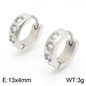Stainless Steel Zircon Huggie Earrings - KE109374-XY