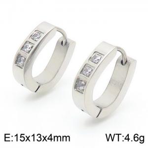 Stainless Steel Zircon Huggie Earrings - KE109376-XY