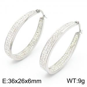 Stainless Steel Zircon Hoop Earrings - KE109383-XY