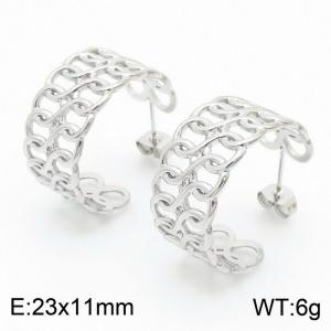 Personality Twisted Pattern Stainless Steel Earring for Women Color  Silver - KE109386-KFC